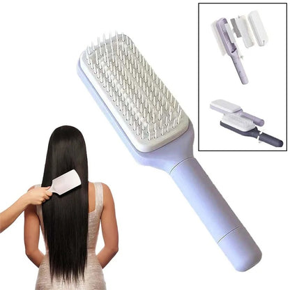 brosse a cheveux rétractable autonettoyante